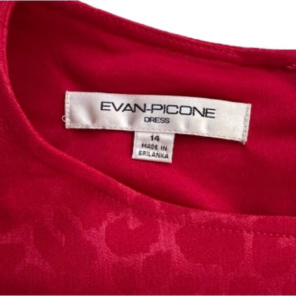 Evan Picone Dress Red Monochromatic Print Sleeveless Lined Holiday Dress Size 14 - Picture 2 of 12